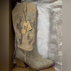 Madden NYC Tan Embellished Boots women’s size 10